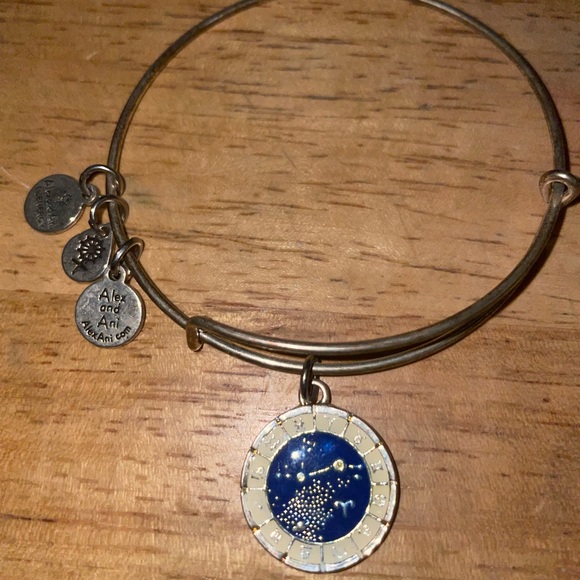 Alex and Ani Gold Bracelet with Navy Charm - Picture 1 of 2
